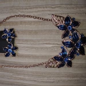 Blue Gold Plated Blue Flowers Set